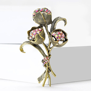 Bonita flor insignia Rojo Negro Rosa esmalte pines Metal moda broches regalo de San Valentín para novia mochila solapa sombrero joyería - Product Image 1