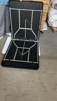 Table pliante rectangulaire noire en HDPE moulé par soufflage avec pieds en acier inoxydable, ouverture et fermeture rapides, pour repas en extérieur, mobilier d'extérieur