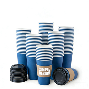 Custom Disposable Paper 4Oz <b>8Oz</b> 12Oz 16Oz 20Oz 22Oz Rohs Hot Takeaway <b>Cups</b> With Pla Lids for <b>Coffee</b> Shops - Product Image 1