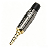 Prise audio jack 3,5 mm OEM, 4 pôles TRRS, droite, plaquée or, coque métallique noire, pour câble de microphone de casque de jeu