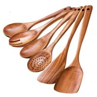 Ustensiles de cuisine 10 pièces en bois de qualité alimentaire, écologiques, avec trou de suspension, cuillère, louche à soupe, spatule, spatule de retournement, résistants aux hautes températures