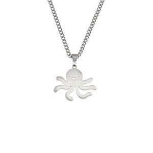 Collier en acier inoxydable argenté avec pendentif pieuvre - Bijoux pour femmes avec chaîne réglable - Design inspiré des dessins animés - Product Image 6