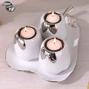 Tabletop Pear Shape Mạ Đồ Trang Trí Giáng Sinh Trang Trí Gốm Candle Holder - Product Image 2