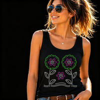 Transfert thermocollant personnalisé en gros avec motif floral en strass pour vêtements et t-shirts