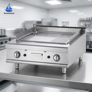 Streamlined Tabletop Griddle Compact Flat Grill Half Grooved Plate Space-Saving Snack Bar Fry Top Hardware - Product Image 1