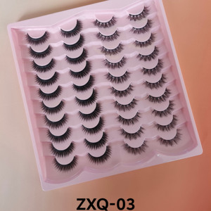 20 paires de faux cils 3D en vison synthétique, volumineux, véganes, naturels, à bande complète - Product Image 2