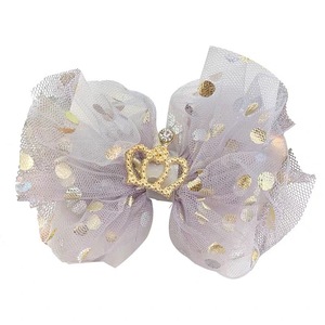 Korean style children's mesh <b>bow</b> hair <b>clip</b>, girl's elegant crown hair <b>clip</b>, side bangs <b>clip</b>, floral hair accessory - Product Image 5