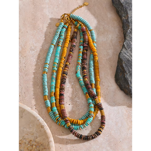 Collar Redondo Plano de Piedra Natural, Cadena de Acero Inoxidable Impermeable, Venta al por Mayor, Cristal Curativo, Personalizable - Product Image 2