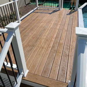 WPC Gỗ nhựa <span class=keywords><strong>composite</strong></span> <span class=keywords><strong>decking</strong></span> ván rắn Bảng điều chỉnh Ốp ngoài trời chống trượt không thấm nước bên ngoài vườn bấm vào hạt gỗ - Product Image 2