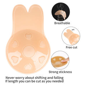 Rabbit Ear Adhesive Nipple Covers Sticky Push-up Brust straffung Pasties BH-Pads Unsichtbare rücken freie Stoff-Nippel abdeckung für Frauen - Product Image 4