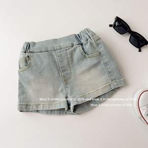 Pantaloncini per Bambine 2026 con Grande Fiocco in Denim <span class=keywords><strong>Blu</strong></span> Lavato - Product Image 5