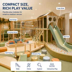 Équipement de jeu souple pour tout-petits, zone junior, piscine à balles, blocs rembourrés, rampe basse, fenêtre de ramassage, thème couleurs douces pour café familial - Product Image 3
