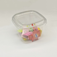 Emballage jetable écologique de qualité Sulide 16oz 500ml pp personnalisé tasse à dessert en plastique carrée avec couvercle