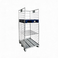 Unité de rétention de palettes en treillis métallique galvanisé entièrement soudé, pliable et empilable, pour la manutention des matériaux