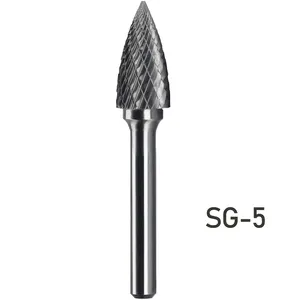 SG-5 Double Cut 6.35mm 1/4" Shank Factory Price Carbide Burrs Removal Bit Power Die Grinders Solid Carbide Rotary Burr Files