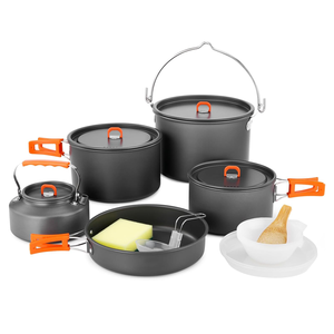 Kích thước lớn 18PCS lộn xộn Kit cắm trại <span class=keywords><strong>Cookware</strong></span> <span class=keywords><strong>Set</strong></span> treo nồi Pan Ấm đun nước cho nấu ăn ngoài trời & dã ngoại cho Backpacking & cắm trại - Product Image 1
