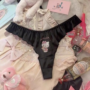 Culotte string en satin sexy et séduisante avec joli bordure à volants, parfaite pour un look sophistiqué et séduisant. Ils sont conçus - Product Image 1