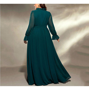 JY-2866 Vestido de Fiesta Largo hasta el Suelo para Mujer, Talla Grande 4XL, Estilo Europeo Popular, Corte en A, Sexy, Cuello en V, Cintura Imperio, Vestido de Noche - Product Image 4