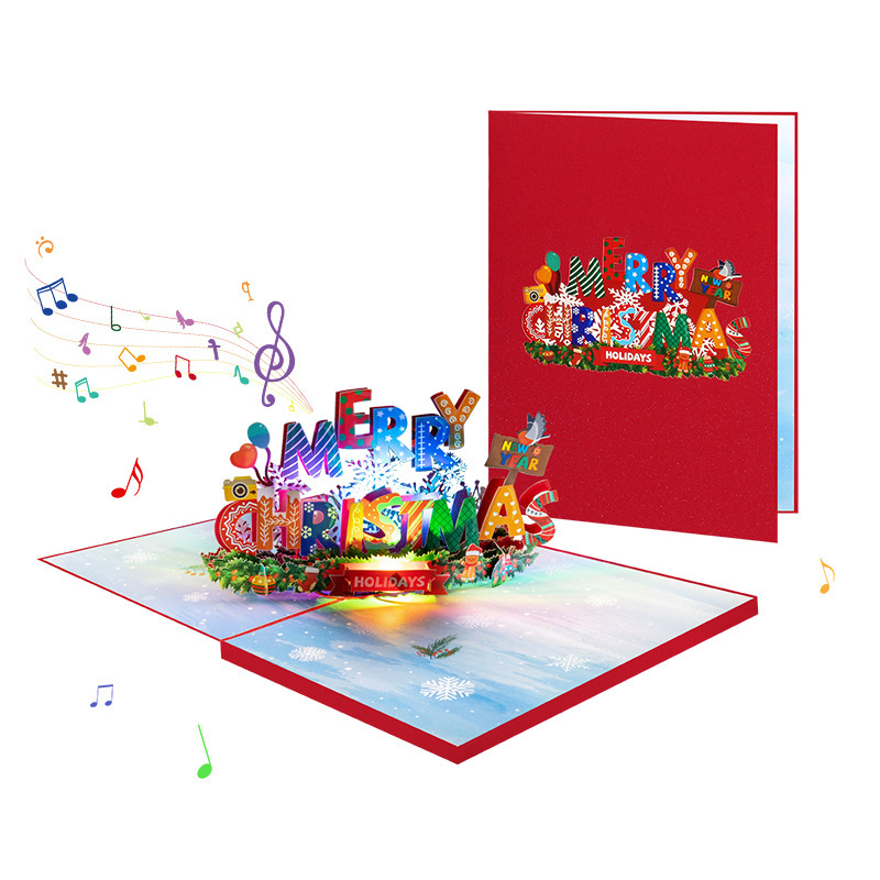 Handmade 3D Pop up Merry Christmas Paper Greeting Cards With Music and ...