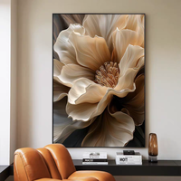 Peinture sur toile abstraite verticale grand format en gros, motif feuille de Ginkgo, art mural floral neutre pour la décoration d'entrée de maison ou d'hôtel