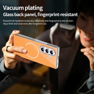Étui de téléphone magnétique avec panneau arrière en verre tendance pour Samsung Fold 8 3 4 5 6 7 avec protection d'écran avant, placage antichoc - Product Image 3