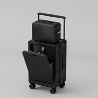 Valise à ouverture frontale 14/20 pouces, lot de 2, avec port de charge USB Type-C, sacoche pour ordinateur portable, roues silencieuses, serrure TSA, personnalisable