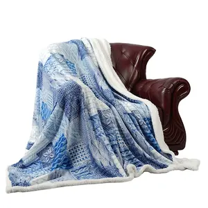 Aoyatex padrões mistos personalizados, estilo único itália, camada dupla, flanela, cobertor estampado caspa