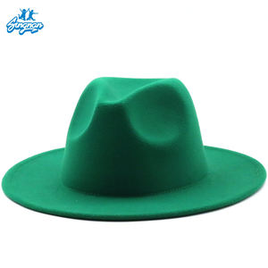 Chapeau en feutre de <span class=keywords><strong>cachemire</strong></span> uni en gros, style rétro britannique, Fedora jazz, logo brodé, large bord, respirant, décontracté pour l'hiver - Product Image 1