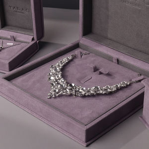 สร้อยคอไมโครไฟเบอร์สีม่วงคุณภาพดีทนทาน<span class=keywords><strong>ดี</strong></span>ไซน์สีทองประดับเพชรกล่องเครื่องประดับสำหรับงานแต่งงาน - Product Image 4