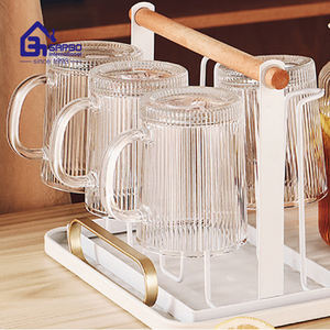 بيع من المصنع مباشرة رائج في سوق أوروبا من أكواب زجاجية شفافة بتصميم مضلع H على كوب من أونصة بمقبض - Product Image 2