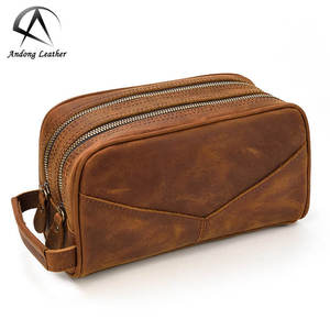 Sacs à main en cuir de vachette rétro Andong pour homme, grande capacité, multifonction, trousse de toilette, sac de rangement pour la vie quotidienne - Product Image 4