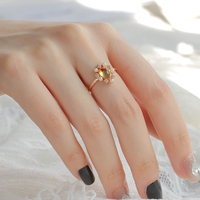 Bernstein Edelstein Schmuck Sterling Silber vergoldet Sun Drop Ring