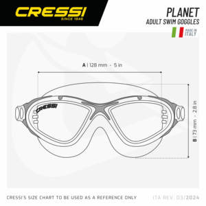 Gafas de Natación CRESSI Planet DE2026 con Armazón Transparente y Acabado Negro Plateado, Hechas en Italia - Product Image 4