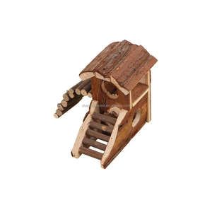 Maison de hamster Animal en bois rustique avec porte étui pour animaux de compagnie en bois avec fenêtre Hamster maison de <span class=keywords><strong>lapin</strong></span> en bois - Product Image 2
