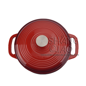 Casserole <span class=keywords><strong>en</strong></span> <span class=keywords><strong>fonte</strong></span> émaillée rouge classique de 3 litres <span class=keywords><strong>en</strong></span> <span class=keywords><strong>fonte</strong></span> émaillée avec bouton et poignées <span class=keywords><strong>en</strong></span> acier inoxydable - Product Image 3