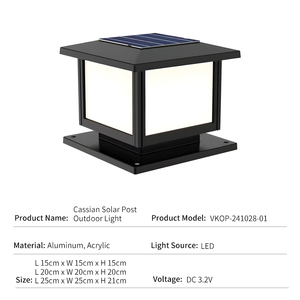 Lampe solaire à <span class=keywords><strong>LED</strong></span> carrée <span class=keywords><strong>pour</strong></span> poteau, en aluminium et acrylique, style nordique, <span class=keywords><strong>pour</strong></span> villa, jardin, <span class=keywords><strong>portail</strong></span>, pilier, paysage, décorative, étanche - Product Image 2