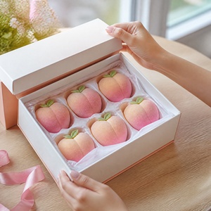 Bombas de Baño Efervescentes en Forma de Durazno Hechas a Mano, Aroma Dulce y Jugoso, Set de Regalo de 6 Piezas para Spa Relajante, Personalizable OEM ODM - Product Image 3