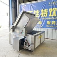 Marmite de cuisson vapeur alvéolée avec panier basculant hydraulique et décharge automatique pour la préparation de viandes (bœuf, porc, canard, poulet) et aliments marinés