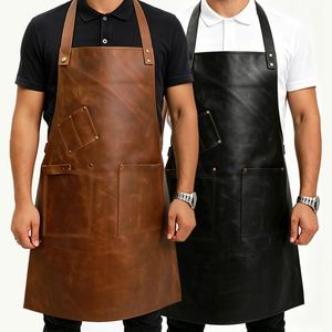 Wholesale Premium PU Leather Waterproof <b>Apron</b> Heavy Duty Oil Proof Restaurant Hotel <b>Kitchen</b> Chef Workwear OEM Custom Logo Bulk - Product Image 1