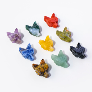 Testa di <span class=keywords><strong>Lupo</strong></span> in Cristallo Naturale Intagliata a Mano, Artigianato in Cristallo Lucidato, Decorazione per la Casa e Regalo - Product Image 1