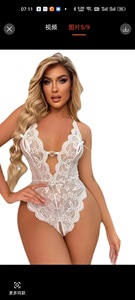 Body en dentelle dos nu à col en V pour femme, mini-lingerie intime une pièce - Product Image 6