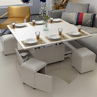 Table à café et à dîner moderne à hauteur réglable |   Tiroir de rangement à compartiment caché, meuble multifonctionnel pour la maison