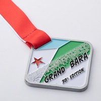 Médaille en métal en alliage de zinc avec logo personnalisé en forme 3D, émail souple, récompense pour la coupe de football, événement sportif, avec ruban coloré