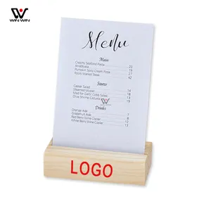 双面亚克力支架木质底座高品质木质桌面迷你菜单支架餐厅菜单支架