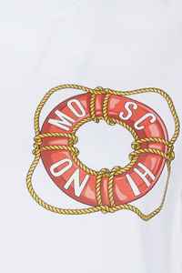 Mode de luxe 100% coton col rond côtelé coupe régulière t-shirt blanc à manches courtes - Product Image 3