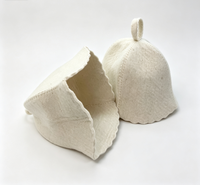 Chapeau de sauna en feutre de laine 100% naturelle, texture gaufrée, bord festonné, non imprimé, protection pour la tête lors du bain de sauna
