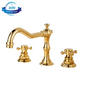 Mélangeurs de robinets de salle de bains, mitigeurs de luxe en laiton à 3 trous, bassin en or à double poignée robinet d'eau froide et chaude GF957 - Product Image 6