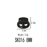 Serrure de cordon en plastique POM noir à 2 trous avec encoches latérales matériel de réglage de cordon de petite taille pour sac à dos sac 3-Pack