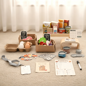 <span class=keywords><strong>Jouet</strong></span> de supermarché miniature éco-responsable Montessori pour enfants, jeu de simulation, jouets d'épicerie, ensemble de magasin d'alimentation en bois - Product Image 1