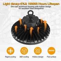 En stock dans l'entrepôt DE EU : Luminaire LED UFO High Bay intelligent à capteur, 185 lm/W, 100W-200W, en aluminium moulé sous pression, pour garage
